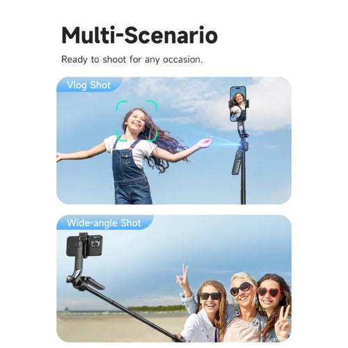 C17 Gimbal Selfie Stick Tripod for Phone 360° Auto-Rotation AI Face Tracking Anti-shake Quadrapod Stabilizer with Remote Control