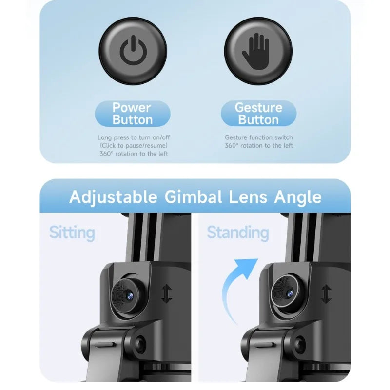 C17 Gimbal Selfie Stick Tripod for Phone 360° Auto-Rotation AI Face Tracking Anti-shake Quadrapod Stabilizer with Remote Control