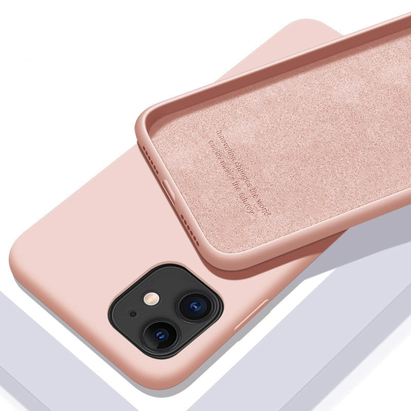 Capa de silicone macio de cor sólida para iPhone